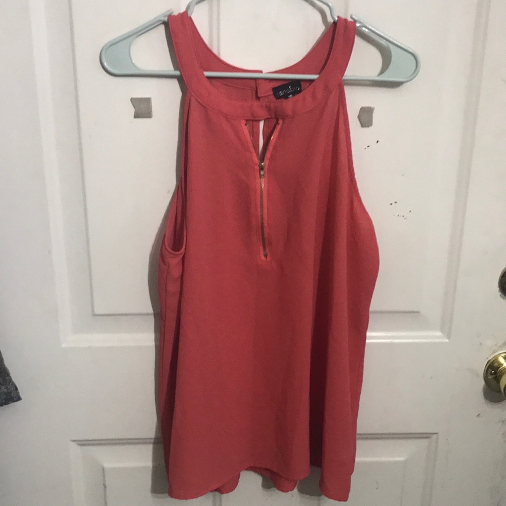 Zenobia Brand Coral Zipper Front Halter